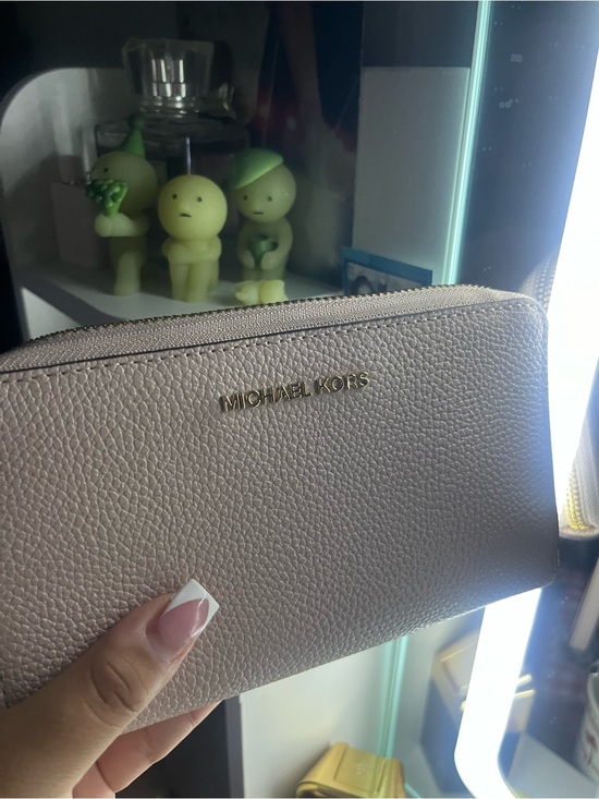 Michael Kors Handbags - Michael Kors Rose Taupe Pebbled Leather Zip Wallet with Gold Logo